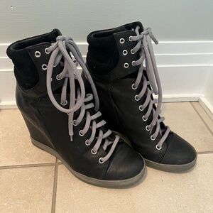 Stylish Black Wedge Sneakers